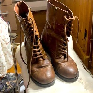 Brown combat boots
